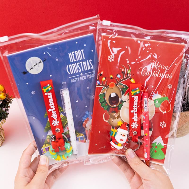 Children's Christmas Gift Prizes Christmas Stationery Set Party Favors Santa Deer Snowman Notebook Pencil Keychain Gift Pack