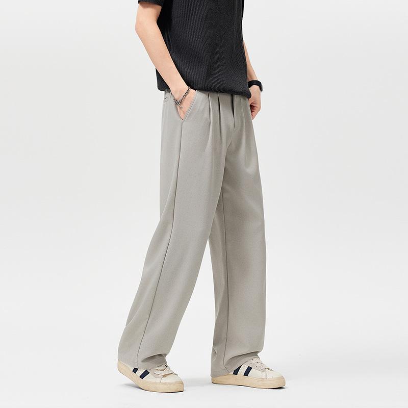 High-end casual pants men's spring and summer new old money style business pants loose straight wide-leg trousers men