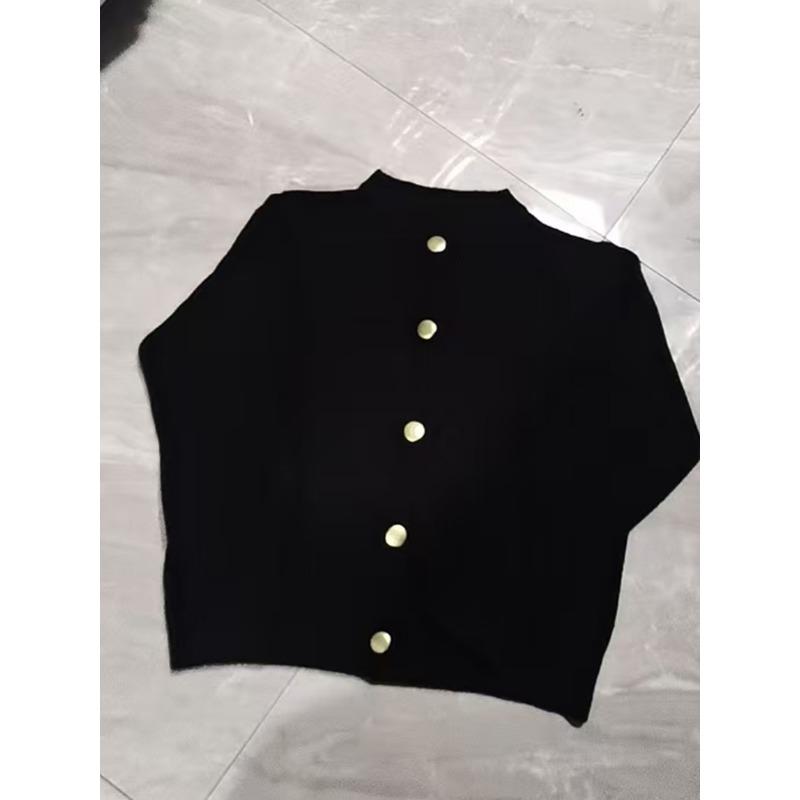 Autumn Winter Round Neck Solid Color Simple Knitting Outwear Women Casual Fashion Cardigan Coat Button Top