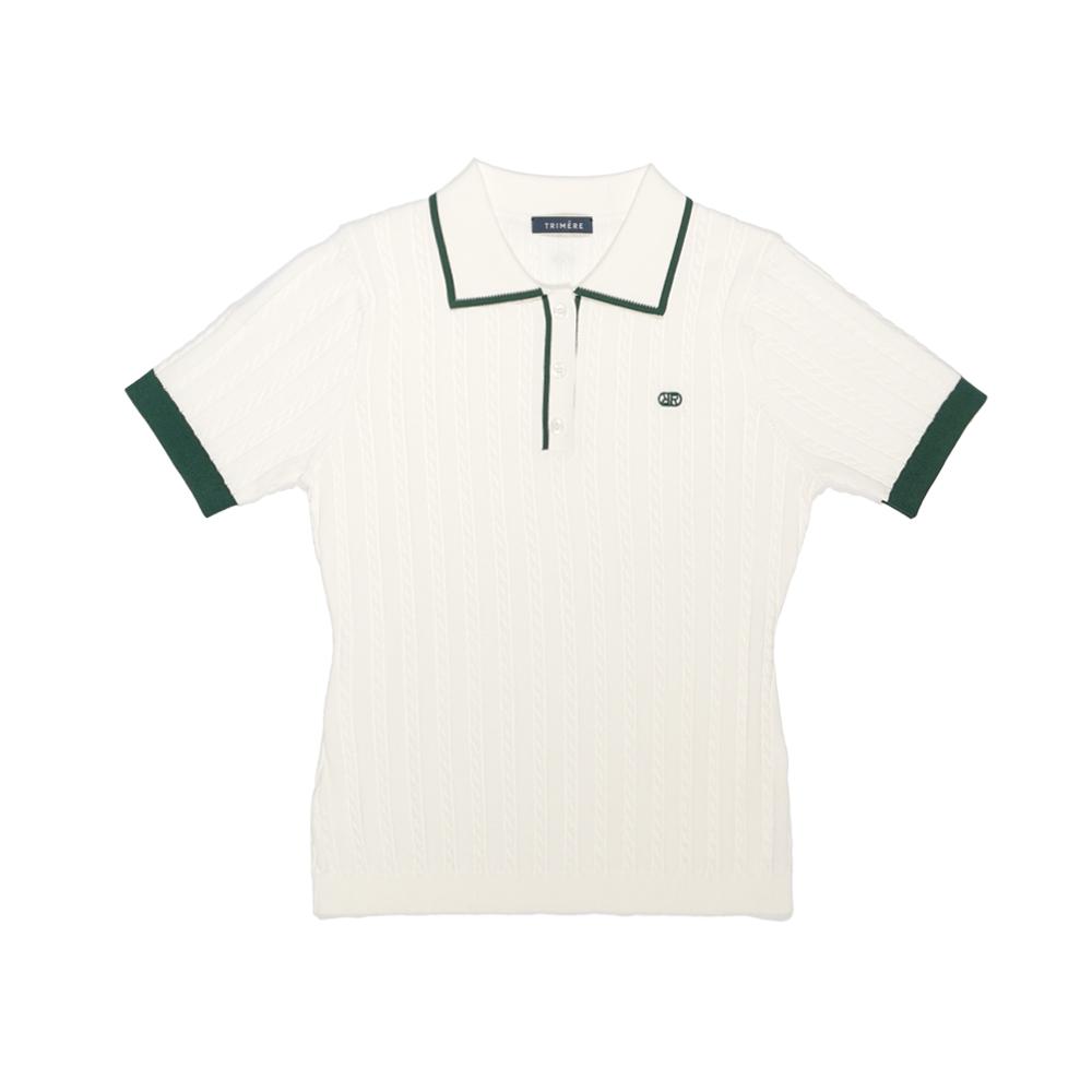 TRIMERE Cool Cable Tipping Knit Polo (Ivory)