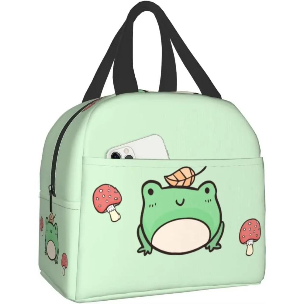 Kawaii Frosch und Libelle Isolierte Lunchbox Bento Box Wiederverwendbare Wasserdichte Lunchtasche mit Tasche für Reise Büro Picknick