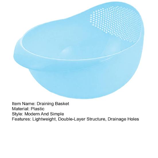 Koszyk do płukania i odsączania ryżu Lekki Plastik spożywczy Dwupoziomowy Otwory drenażowe Warzywa Owoce Przechowywanie Kuchnia
