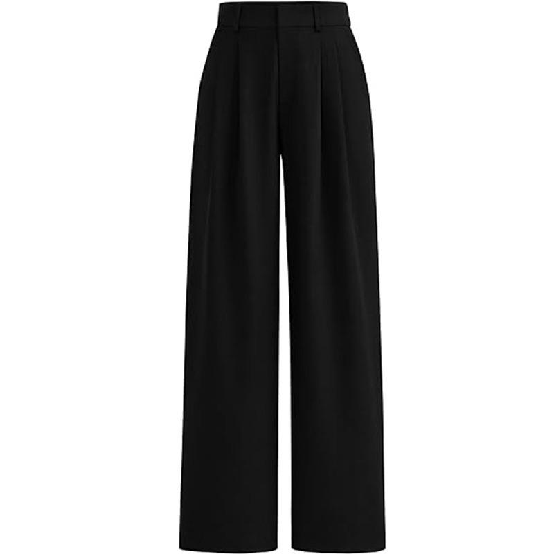 Women High Waist Straight Leg Loose Business Casual Wide Leg Suit Pants