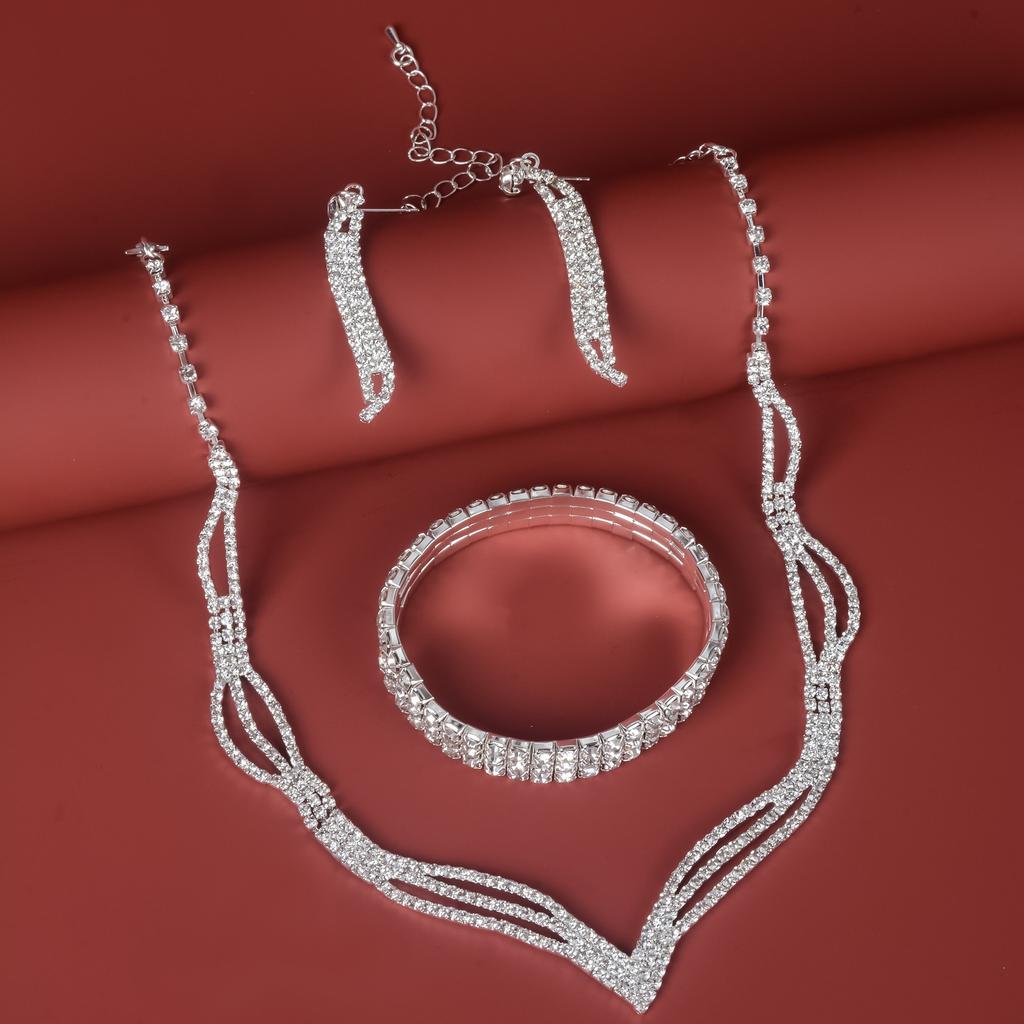Bridal Jewelry Delicate Ol Claw Chain Rhinestone Fox Tail Necklace, Earrings Set 472