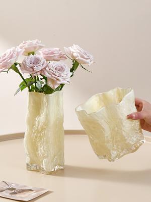 Vase LightLuxury Creative Transparent Glass Simple IrregularShape Flower Arrangement Living Room Dining Table CreativeDecoration