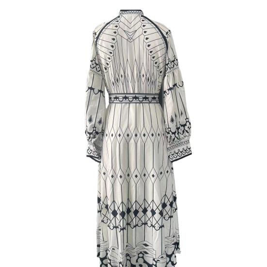 Yousheng Women's Long Sleeve Boho Midi Dress Loose Button Down A-Line Swing Dress Fall Casual Floral Print Beach Flowy Dress