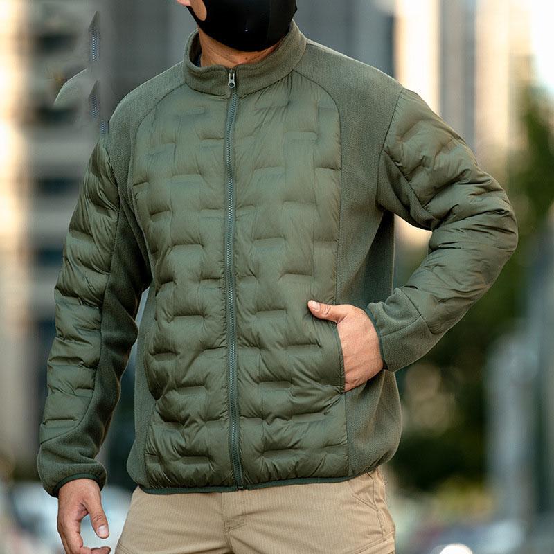 Men Winter Tactical Fleece Jacket Multi-pockets Windproof Warm Sports Coat Cotton Fleeced Clothing Outdoor Hiking Heating Jacket