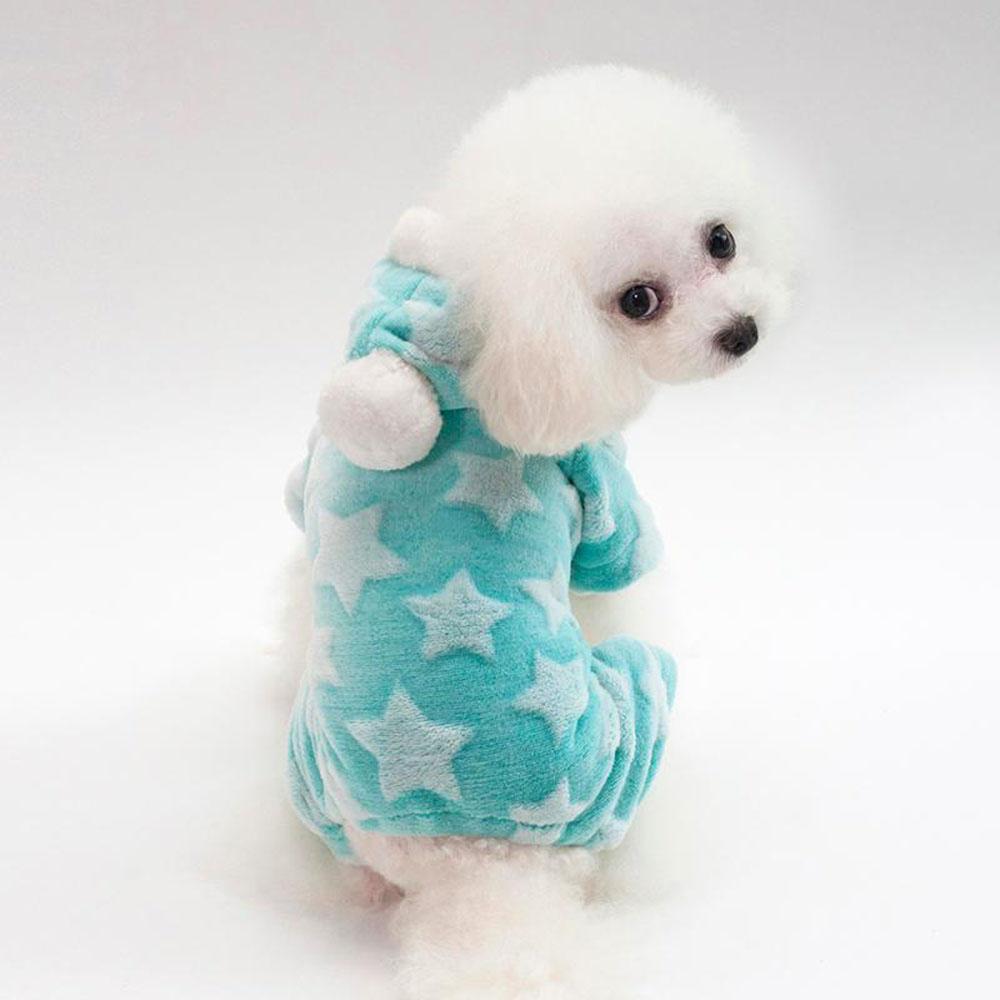 Small Dog Pajamas Pjs Doggy Onesie Clothes Soft Flannel Winter Warm Pet Sweater Hoodie Cute Star Doggy Jumpsuit Cat Apparel Coat