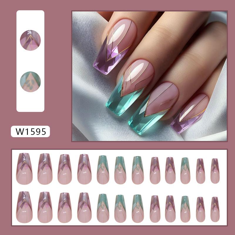 Fake Nail Wear Nail Irregular Removable Sheet Nail Sheet Short Almond Nail Patch 24