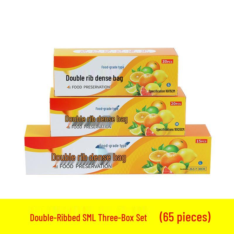 Food-Grade Double Rib Fresh-Keeping Storage Bags for Refrigerator - Thickened for Refrigeration and Freezing