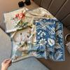 Retro mocha coffee silk scarf double crepe square scarf 111 mulberry silk high-end neck summer new silk scarf