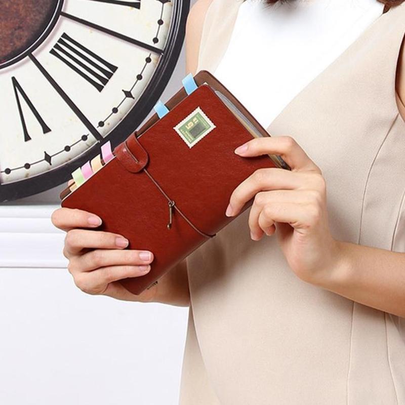 Compact PU Leather Traveler Notebook with Multiple Inserts A6 Size Portable Diary Suitable for Students Professionals