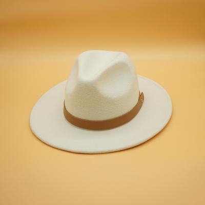 White Retro Woolen Belt Panama Jazz Top Hat Female Autumn And Winter French Felt Blogger The Same Internet Celebrity Tide
