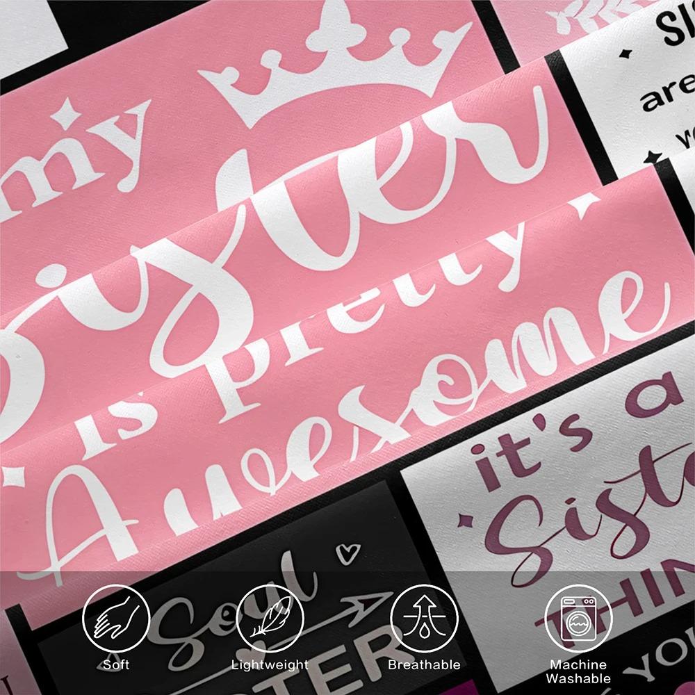 My Sister Is Pretty Awesome Quote Duvet Case Pillowcase Bedding Set Twin Full Queen King Size for Kids Boy Girl Bedroom Decor