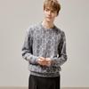 Luozi Men's Winter Jacquard Crew Neck Wool Sweater