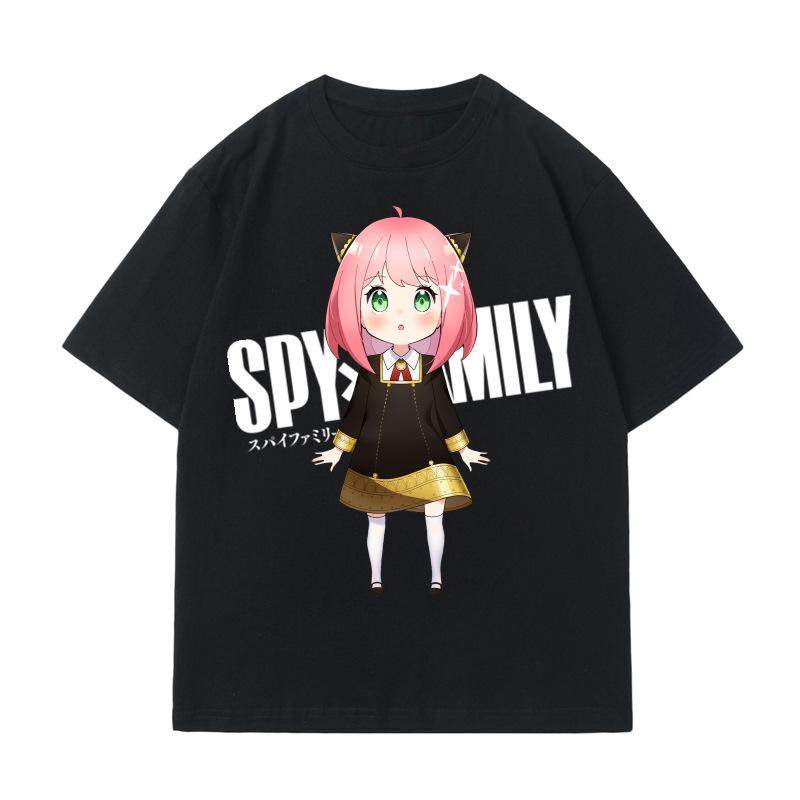Summer New Cotton Spy Family Print Short Sleeved T-shirt for Men and Women Casual T-shirt Children's Top T-shirt