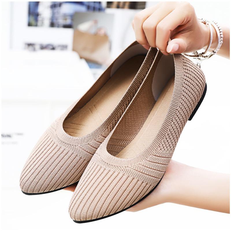 Women's summer shoes, shallow-mouth flat casual shoes, French style soft sole non-fatiguing single shoes.