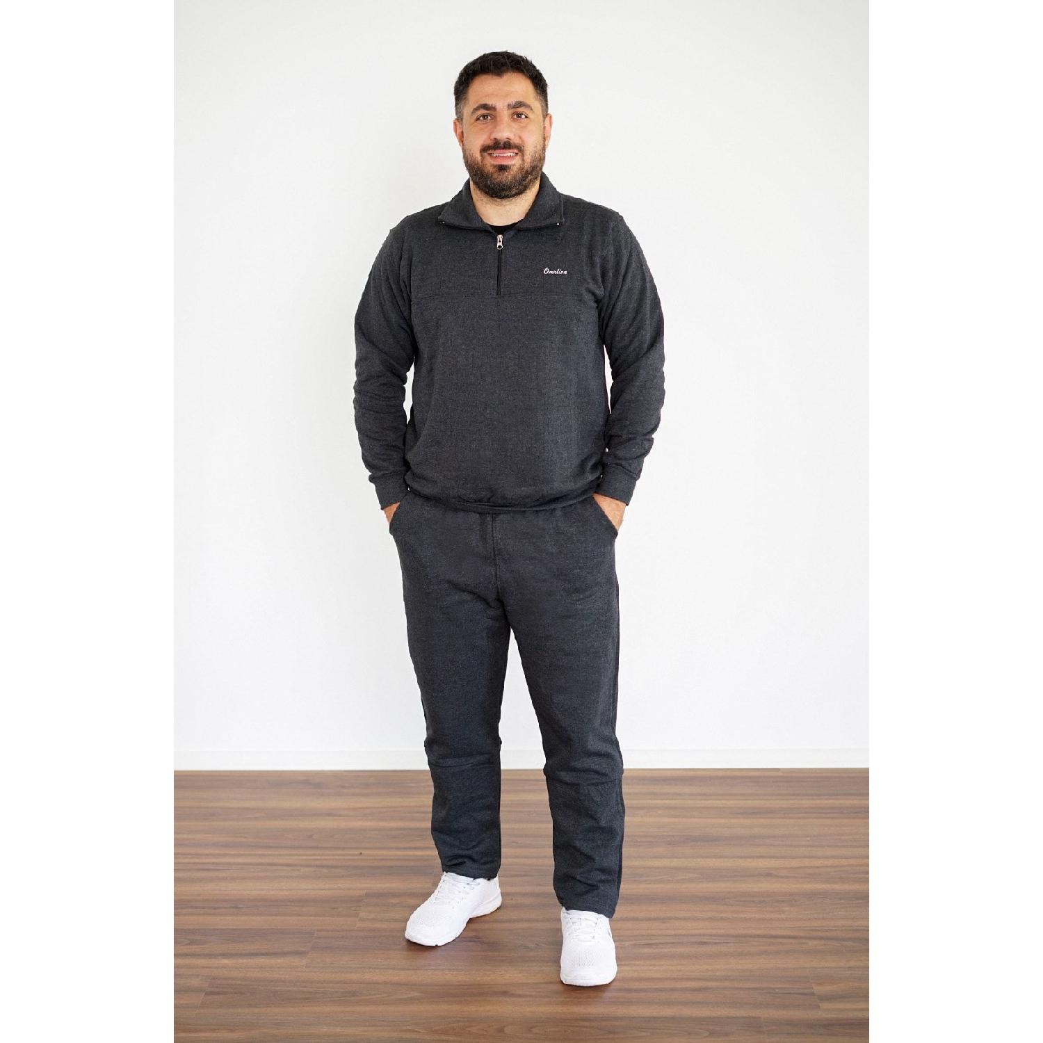 

Men s Anthracite Turtleneck Comfortable Fit Half Zipper Tracksuit 0000014 M