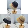 Vintage Color Block Knit Cotton Linen Fisherman Hat For Women Spring Summer Bucket Hat Sunscreen Chapeau Retro