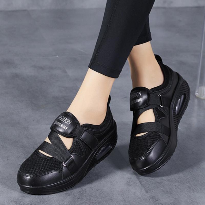 Air Cushion Platform Shoes for Women Breathable Mesh Casual Walking Shoes Elegant Mom Shoes Wedge Heels