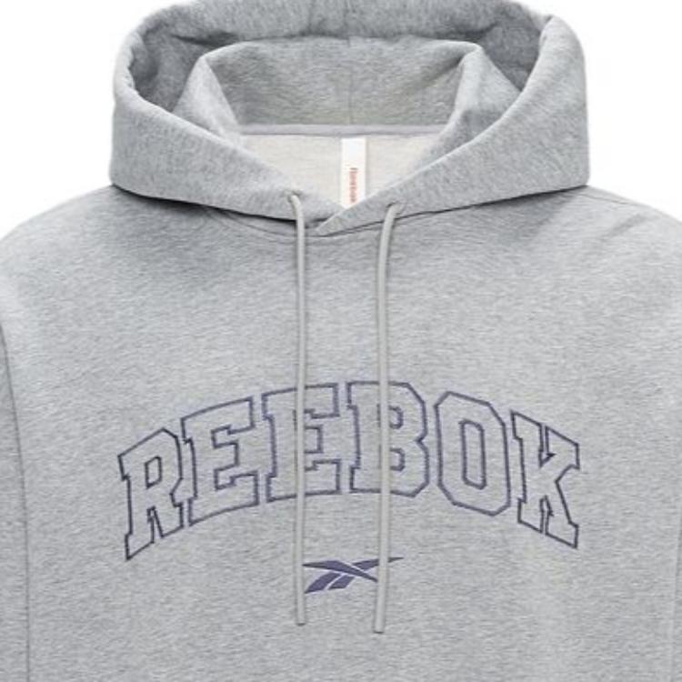 Reebok Logo Print Hoodie With Drawstring and Long Sleeves Unisex Hoodie Mélange-Gray 23FRC351UGG4