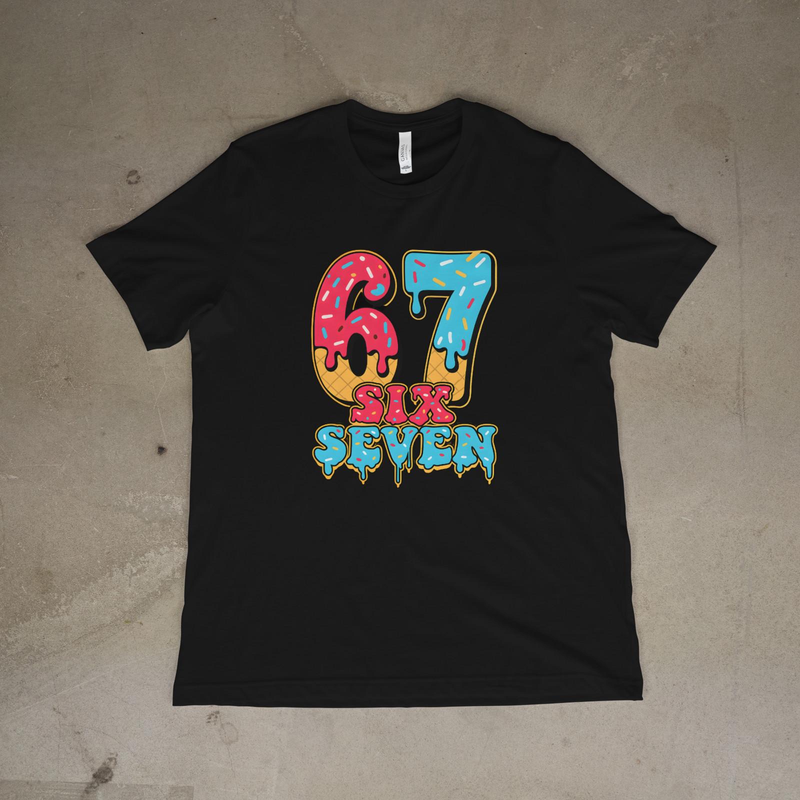 67 Ice Cream Drip Shirt Six Seven Sprinkles Graphic Tee Funny Number Unisex S