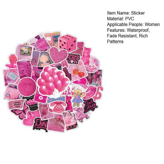 50 szt. INS Style różowe naklejki z kreskówek wodoodporne laptopy bagaż deskorolki kubki na wodę odporne na blaknięcie