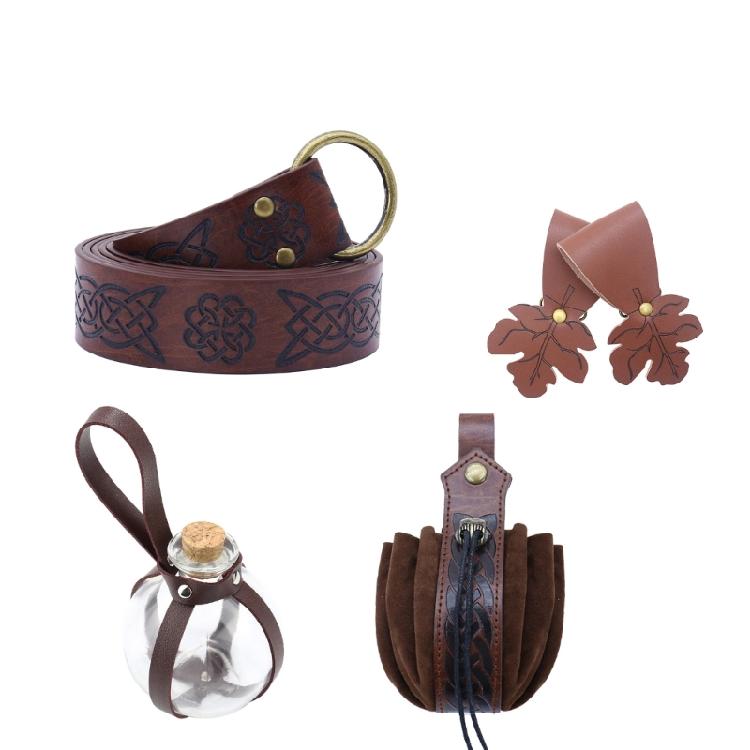 1 Set Medieval Renaissance Costume Set Belt Potion Bottle Mug Holder Skirt Hikes Halloween Renaissance Accessories