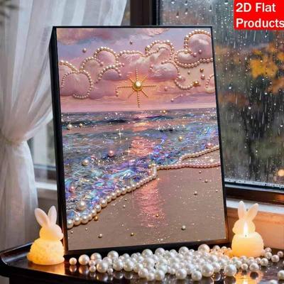 Kit Pittura Diamante Artistico DIY Tramonto Spiaggia Perla Diamante Senza Tela 30x40cm Kit Pittura Diamante Gem Art per Adulti/Principianti Idea Regalo Decorazione Parete Casa