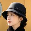 Koreanischer Stil Retro Glockenhut Warmer Fleece Elegante Schirmmütze Vintage Fedora Kappe Fotoshooting