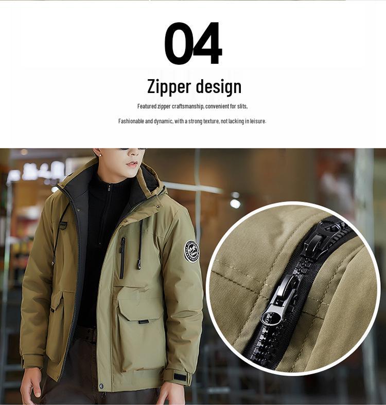 2025 Men's Hooded Cotton Jacket - Autumn Winter Workwear, Casual Outdoor Warm Coat 99668