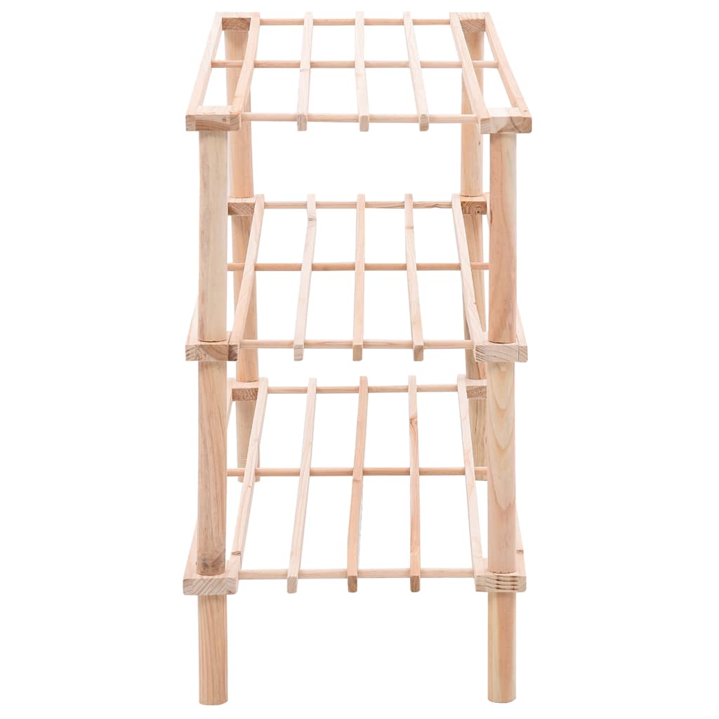 Shoe Rack with 3 Shelves Solid Pine Wood