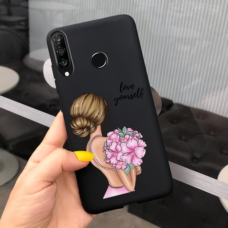 For Huawei P30 Lite Phone Case Flower Girl Pattern Soft Silicon Cover For Huawei P30 Pro Lite Case Cute Funda P 30 P30lite Cases