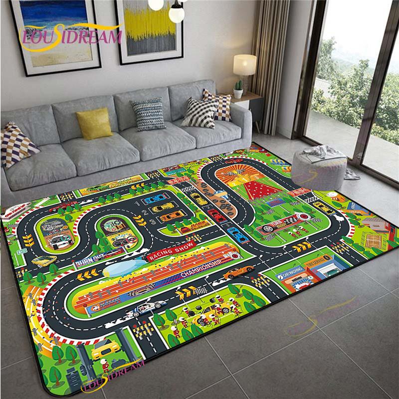 Alfombra Road Traffic Rout Map Carpet Living Room Sofa Coffee Table Bedroom Rugs Kitchen Kid Play Anti-slip Floor Mat Home Decor