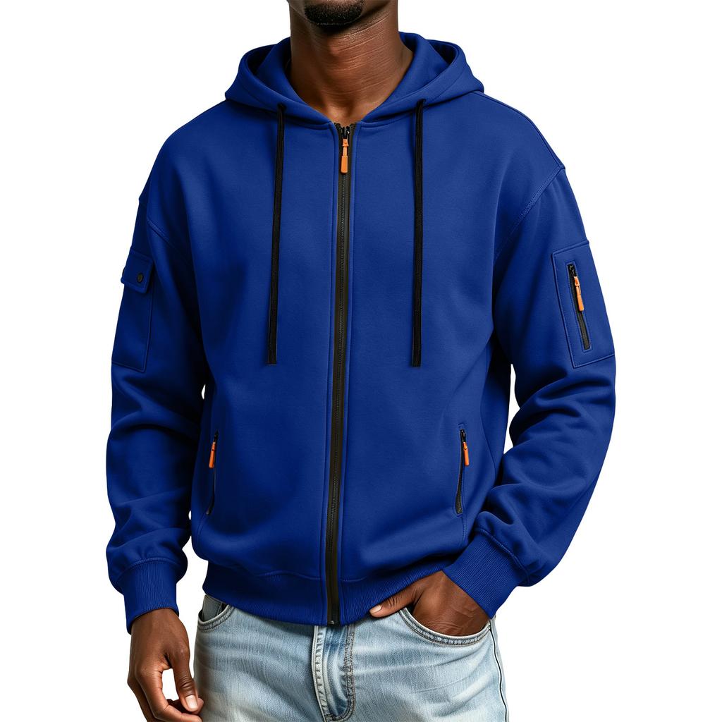 Felpa Invernale da Uomo Colorata con Tasche con Zip