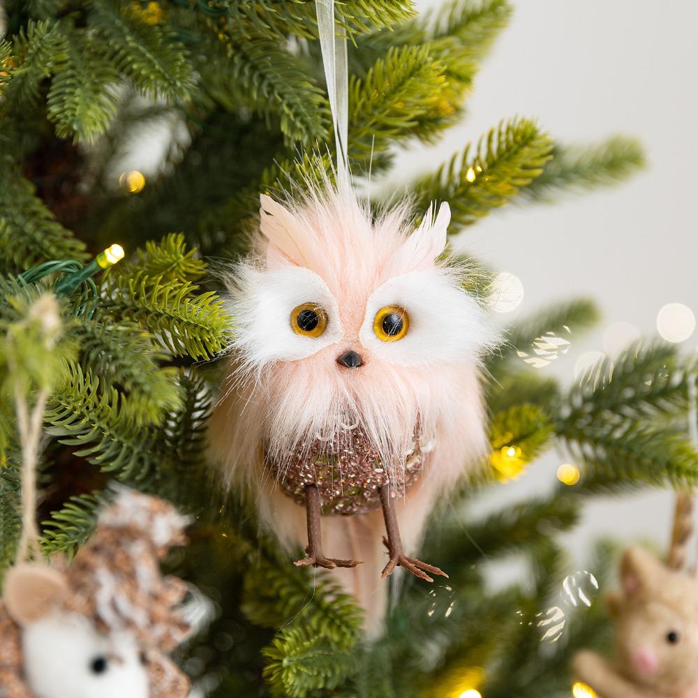 Sled Mouse Xmas Tree Pendants Cartoon Christmas Doll Pendant Cute Simulation Owl Ornament  Gift