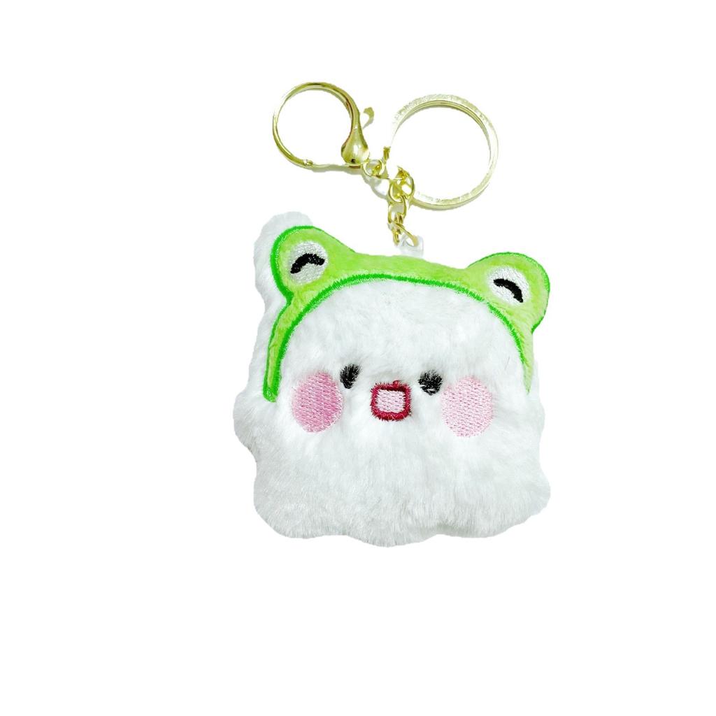 Cute Cartoon Frog Plush Dog Doll Pendant Girl Heart Bag Decorative Beads Chain Keychain Accessories
