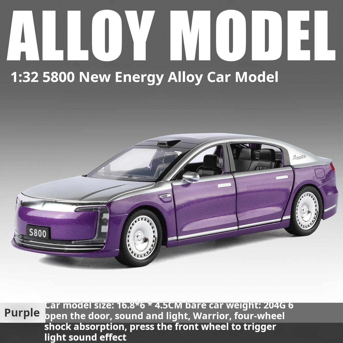 

1:32 Zunjie S800 Alloy New Energy Vehicle Model Simulation Car Birthday Gift Toy for Boys Toy & Collectible Decoration фіолетовий