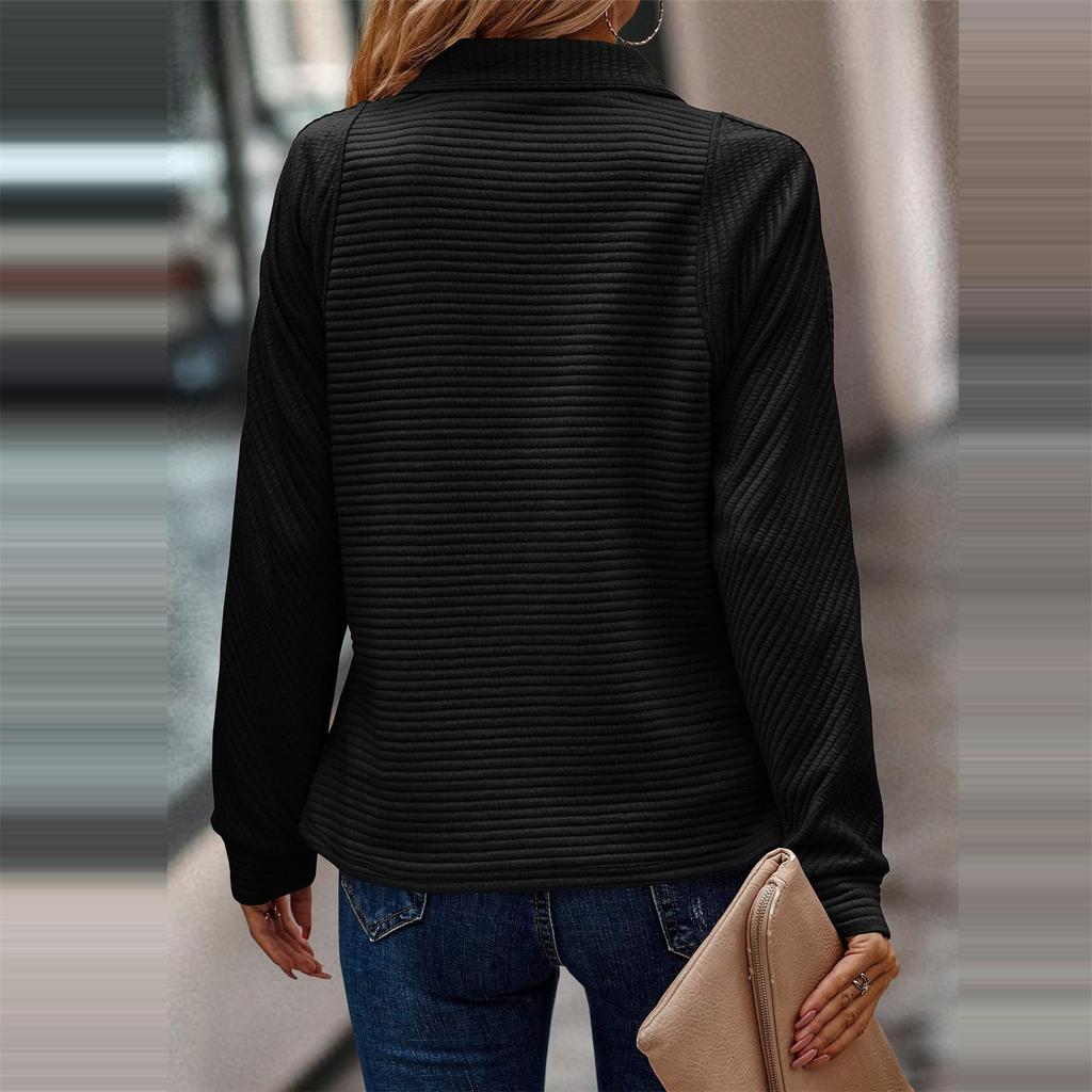 Women's Fashion Solid Color Stand Collar Fashion Women's Knitted Sweatshirt