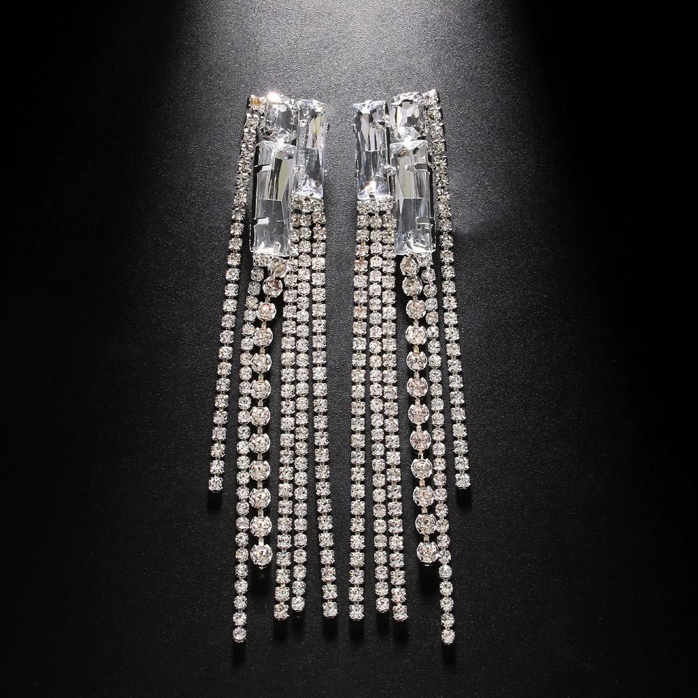 

Rhinestone Accessories, Fashion High-End Fringed Earrings, Personalized Niche Design Earrings Women S Earrings серебряный
