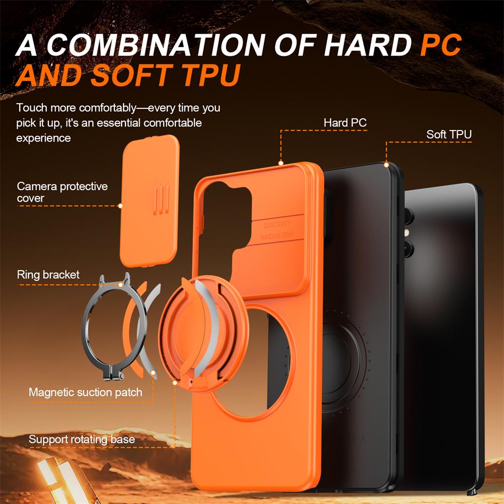 Armor Magnetic Case For Samsung Galaxy S26 S25 S24 Plus S23 Ultra A57 A37 A27 A17 A07 A56 Slide Camera Protect Ring Holder Cover