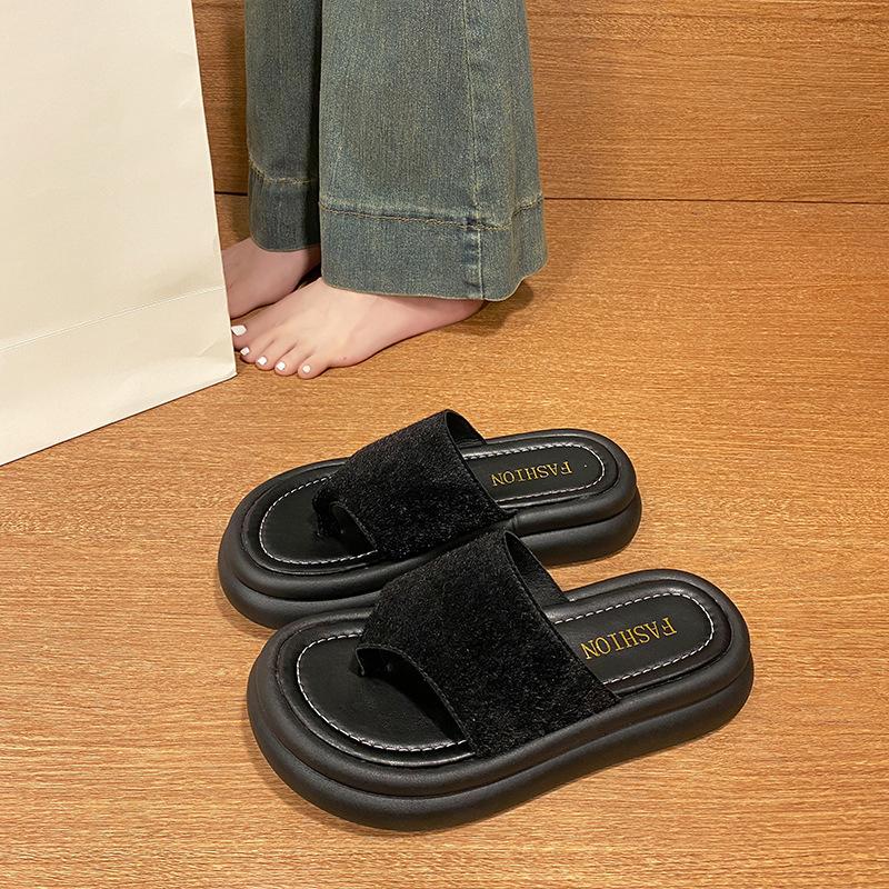 

Летние женские шлепанцы на толстой подошве для отпуска, 2025 новинка, супер огонь, универсальная мода с юбкой, пляжные шлепанцы 40 чёрный