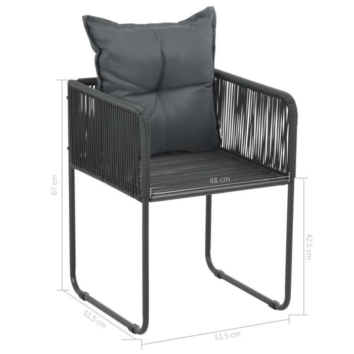 VidaXL Salon de jardin 7 pcs PVC Résine tressée Noir