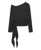 Saendeulig One Shoulder Unbalanced Strap T-Shirt_Charcoal