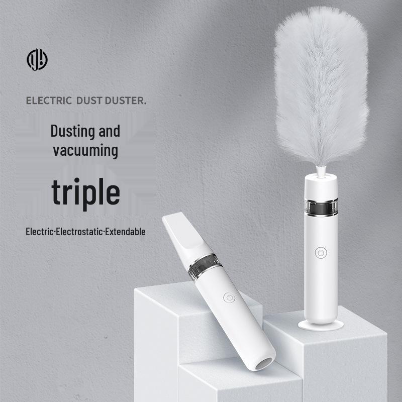 Automatic Retractable Electrostatic Feather Duster & Handheld Vacuum Cleaner