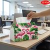 1pc 2D Flat Tissue Box, Printed On Both Sides, Tropical Wildlife Tissue Box Cover, Flamingo Pink Leaf Vibrant High Quality, Waterproof, Durable, Light
