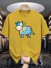 Male Red Round Neck T Shirt Simple Hand Drawn Happy Cow Multicolor Scribble Pattern Lovely Farm Creature Daily Cotton Tee