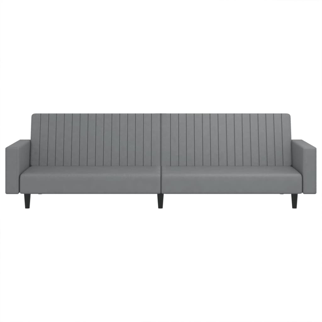 2 Seater Sofa Bed Grey Faux Leather