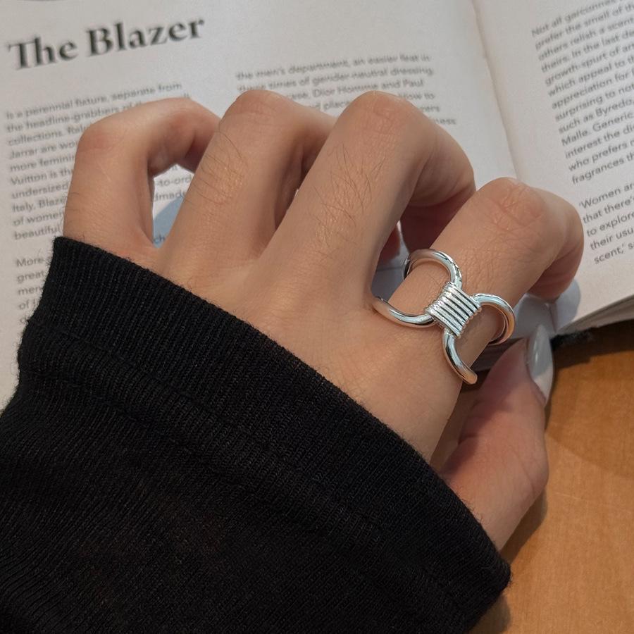 Geometric Hollow Open Cross Line Ring - Versatile Fashion Statement for Women Adjustable Open