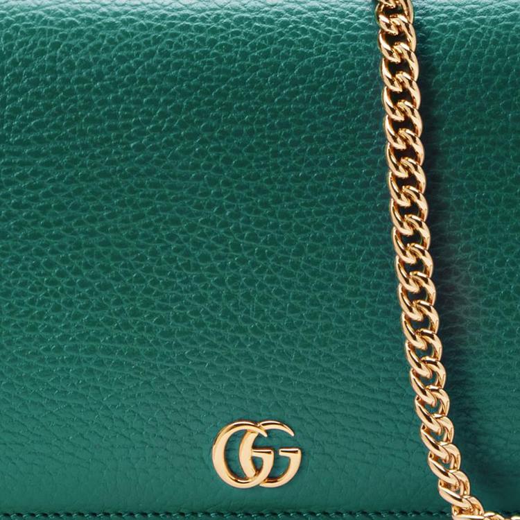 Gucci GG Emblem Double G Metal Decoration Leather Mini Shoulder Bag Women shoulder bag Green 497985-CAO2G-3146